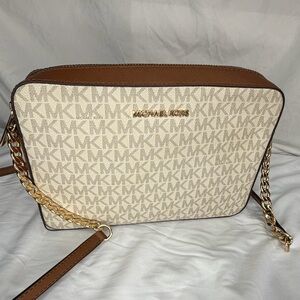 Michael Kors Tan and Brown Crossbody Bag